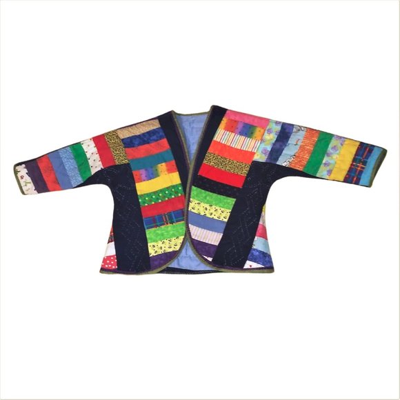 Kids Quilted Jacket, Unisex Patchwork Jacket, Vintage Quilt Coat, Handmade Coat - Picture 3 of 7